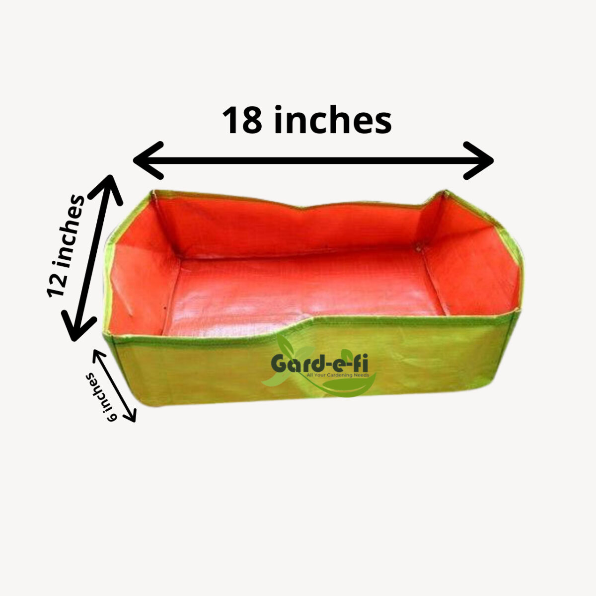 Rectangular Green and Orange HDPE 200 GSM Growbags 18 inch x 12 inch x 9  inch For Terrace Gardening